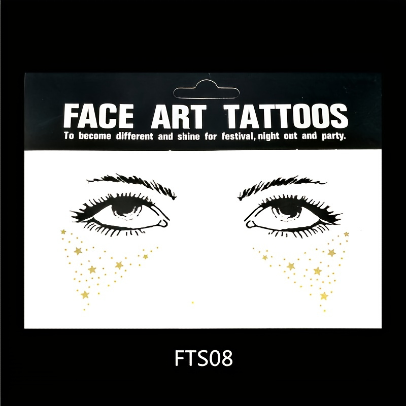 1pc Metallic Shiny Temporary Face Tattoo Sticker For Professional Make