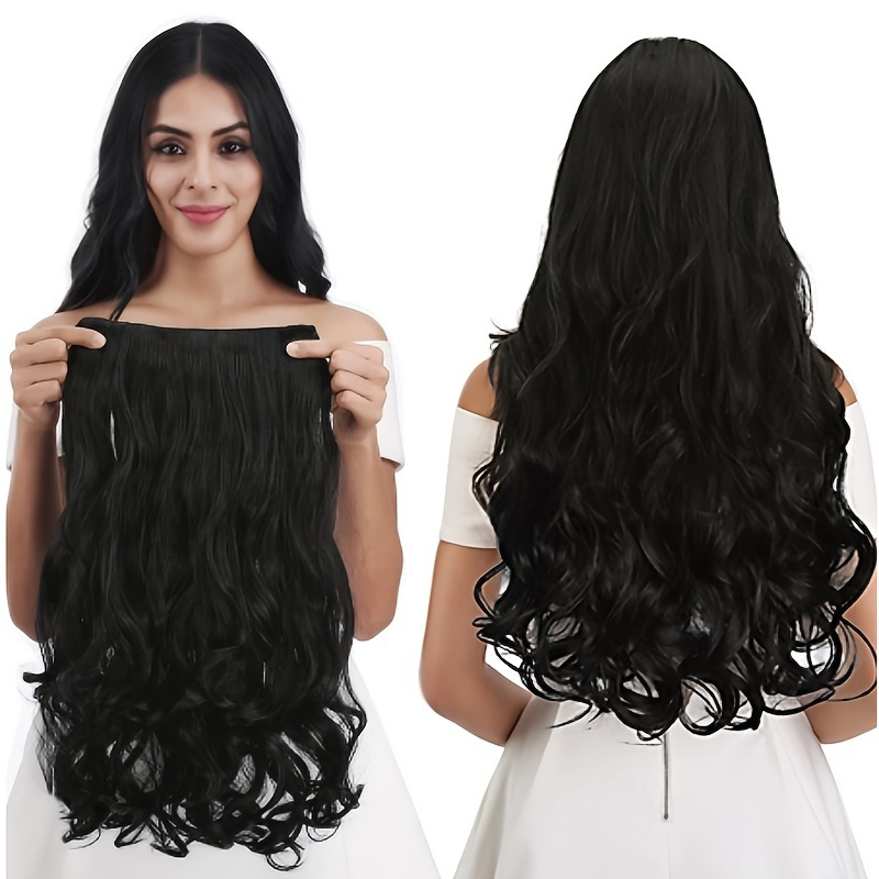 

Long Curly Wavy Hair Extensions - 5 Clips Synthetic Fiber Hairpieces Hair Clips Hair Accessories For Women And Girls - Add Volume And Style To Your Hair