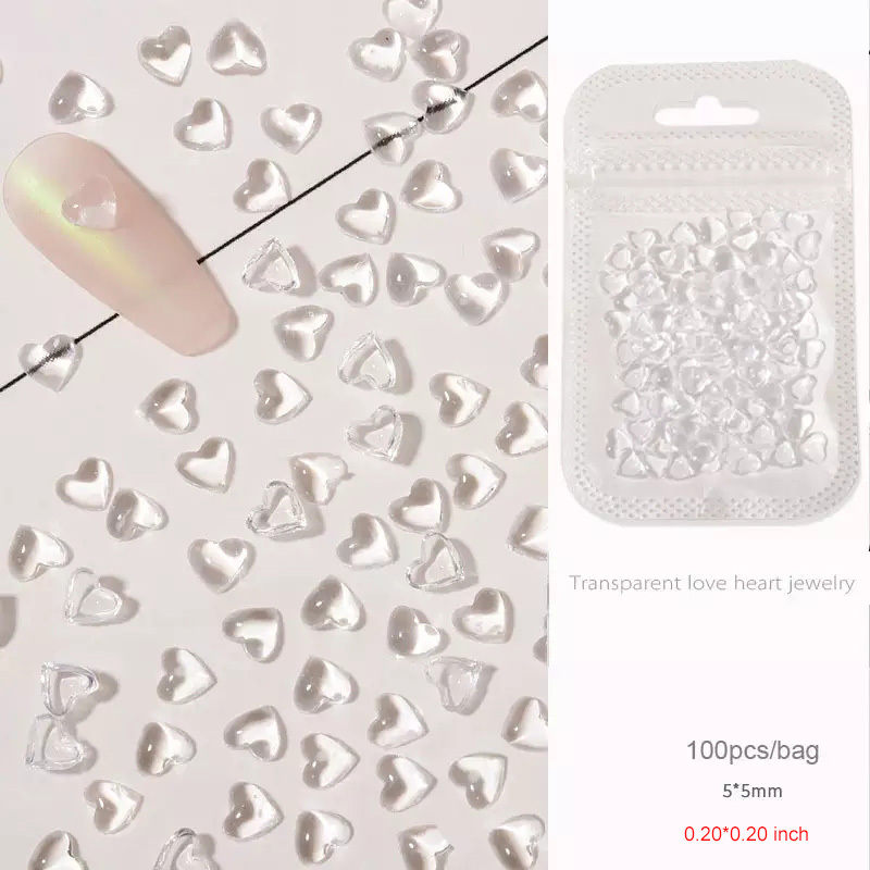 Black Friday 3D Transparent Love Heart Nail Charms, 30pcs Clear Resin Nail  Art Decoration Rhinestone Jewelry for Manicure Accessories