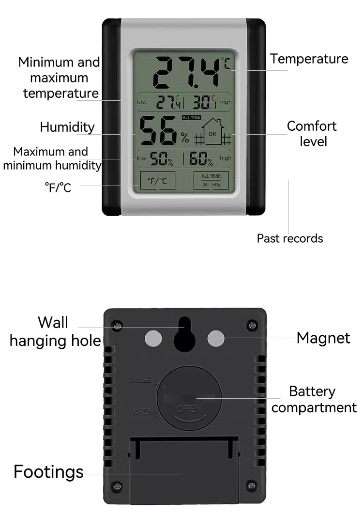 1PC Plastic Digital Hygrometer, Minimalist Indoor Thermometer Humidity Meter  For Home