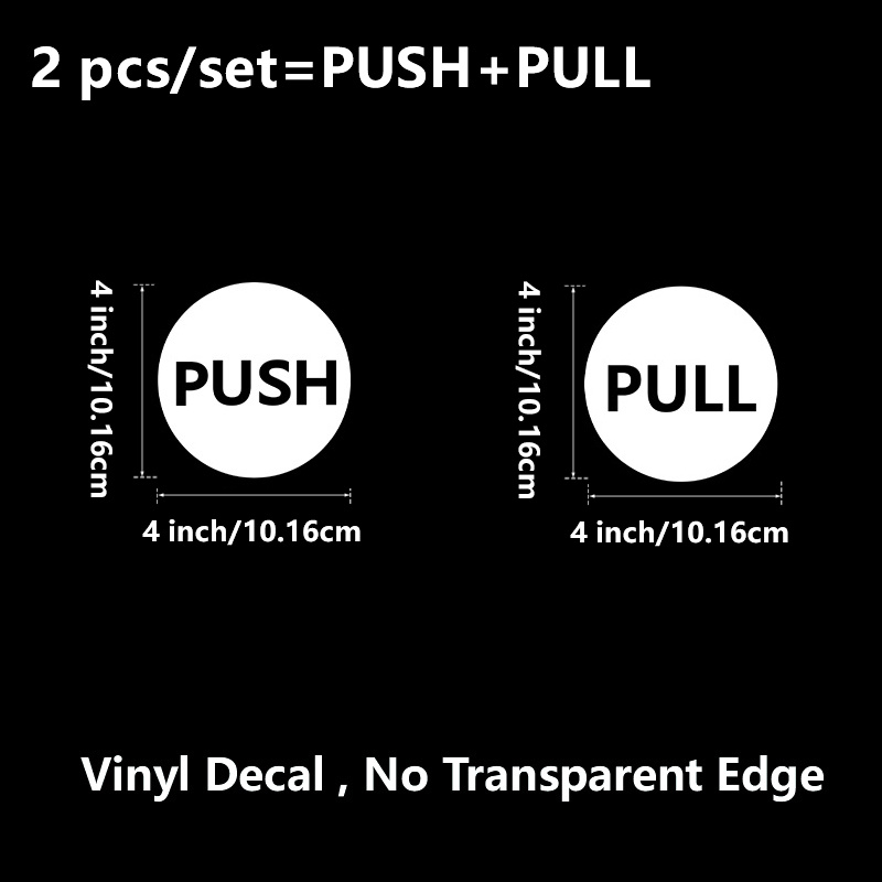 Self Adhesive Push And Pull Sign Stickers - Set Of 1 pcs. Pull 1. pcs