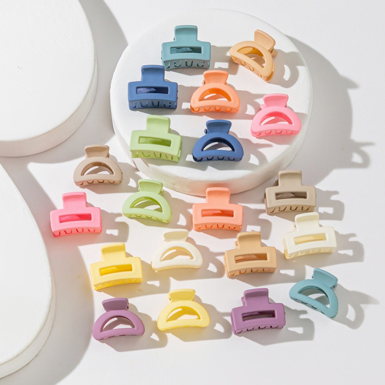20pcs Women Candy Color Basic Mini Size Hair Claw Cute Rectangle Hairclips Hairpins Non-slip Hair Accessories