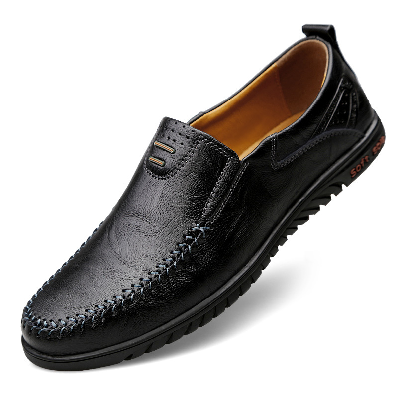 Image of Clohoo Men's Comfortable Soft-soled Genuine Loafers, Wear-resistant Rubber Sole, Soft-soled Soft- Casual Men's Shoes, Fashionable Business Shoes For Men, Handcrafted Men's Shoes