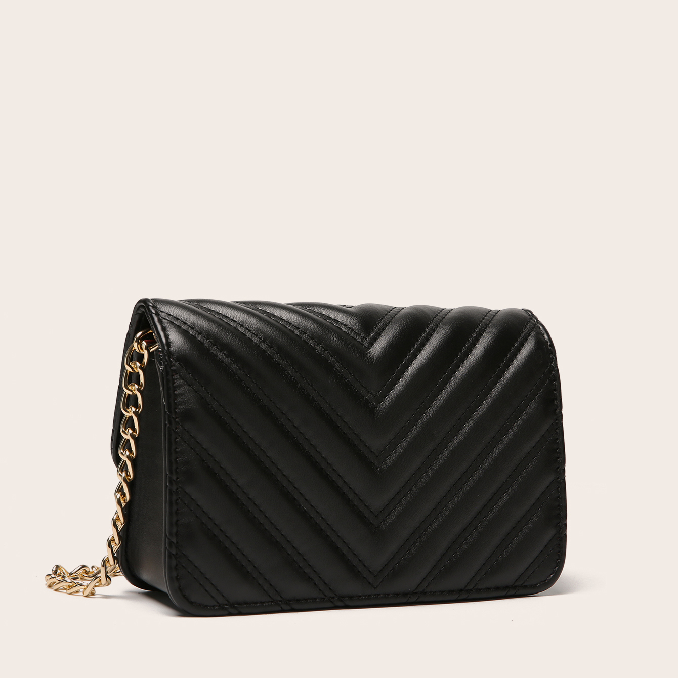 Quilted Flap Chain Square Bag Black Faux Leather Purse Temu