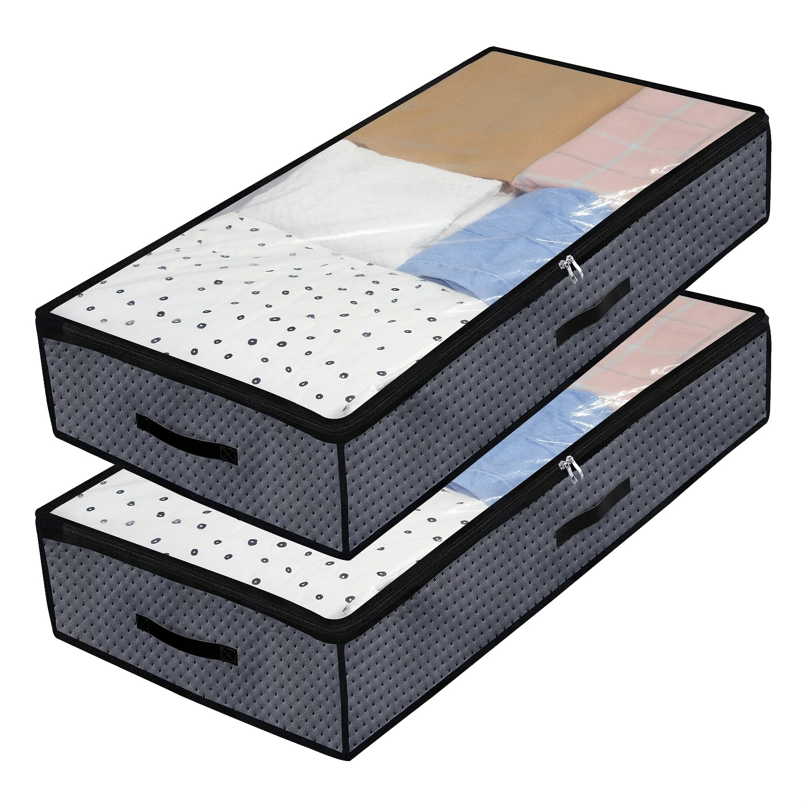 2pcs/set Foldable Underbed Storage Bag For Bedroom, Breathable
