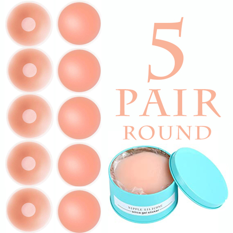 5 Pairs Nippleless Cover Pasties Women Reusable Adhesive Silicone Nipple  Round