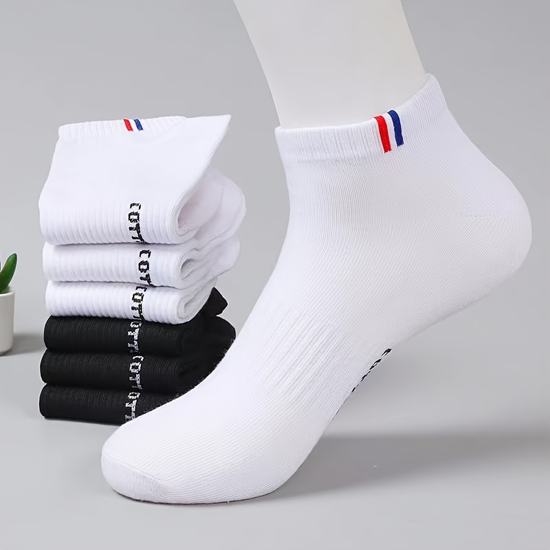 

5pairs Men's Casual Sports Socks, Striped Breathable Sweat Absorption Comfortable Low Cut Ankle Socks