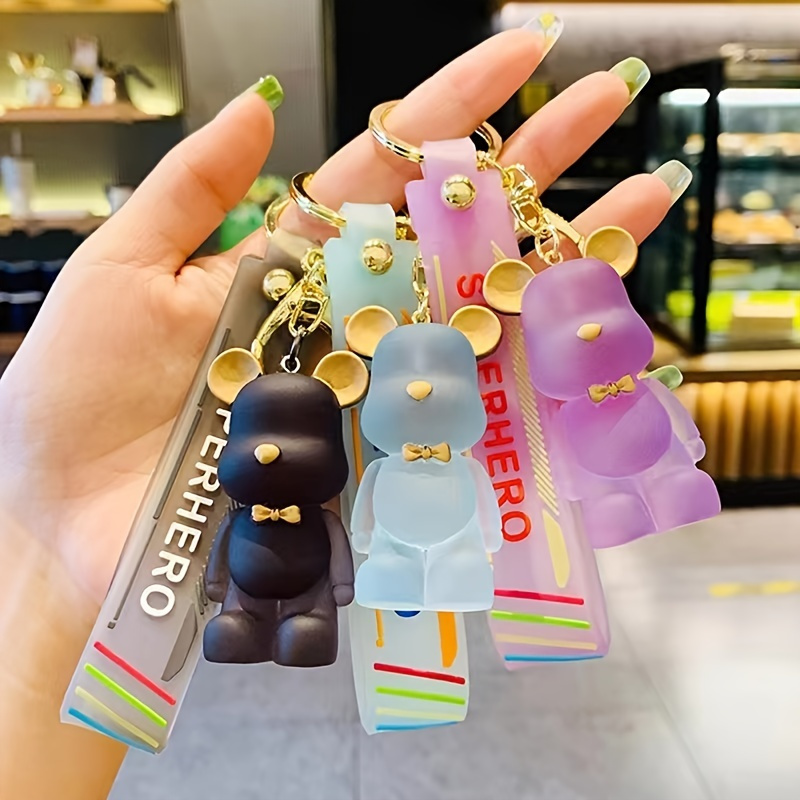  Bear Key Ring Cute Kawaii Accessories Anime Keychain for Men  Women Boy Girl Car Keychain Key Purse Handbag Charms Creative Braided Rope  Resin Animal Pendant Metal Keychain, Gray : Clothing, Shoes