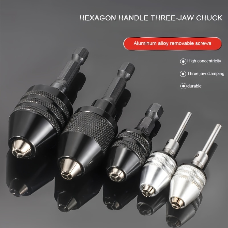 1pc Mini Keyless Drill Chuck 0.3-8mm Self-Tighten Electric Drill Bits Collet Fixture Tools 1/4" Hex Shank Quick Change Converter Keyless Drill Bit Chuck Adapter Screwdriver Rotary Carbon Steel Top Grinder Nailing Machine Electric Grinding Tool