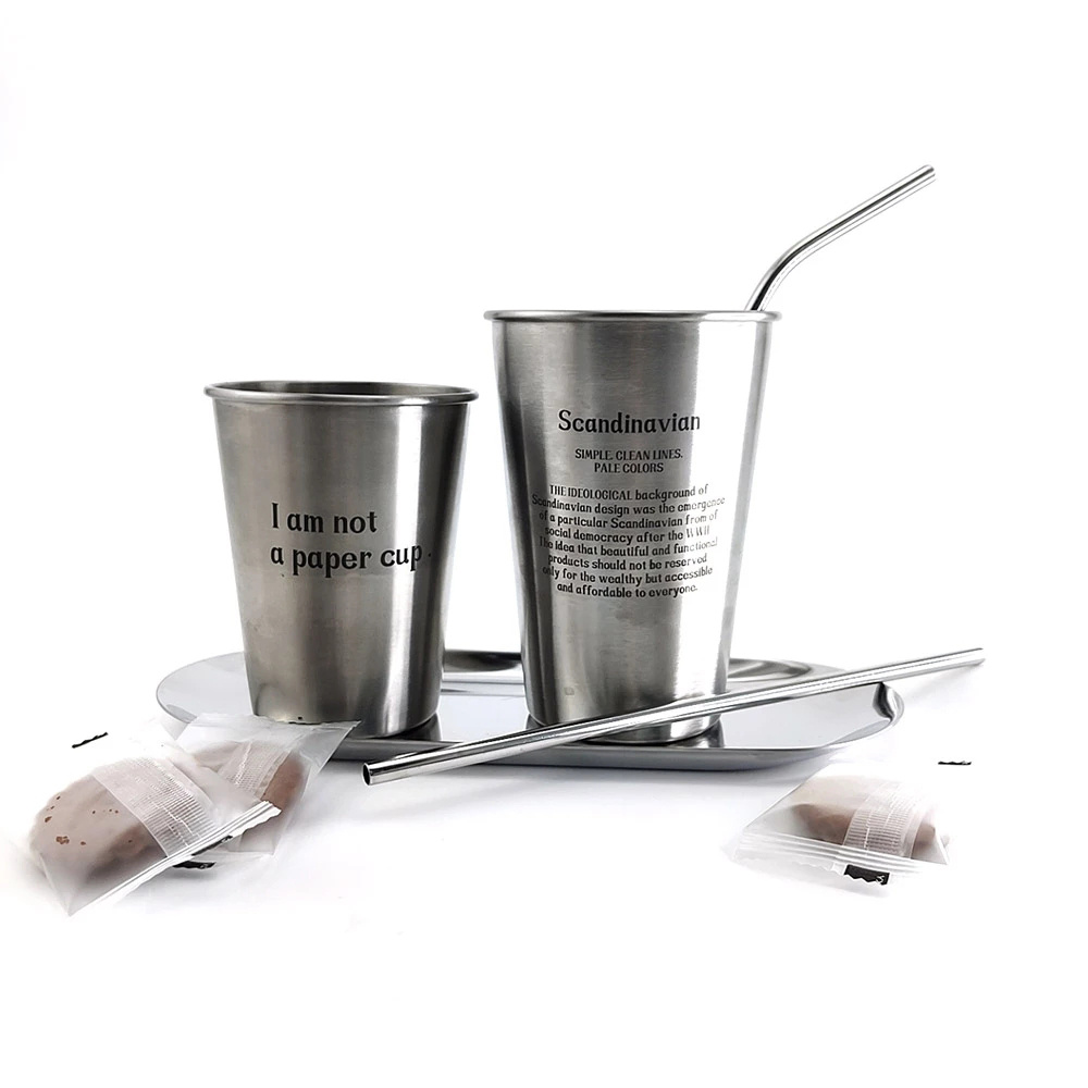 Stainless Steel Straws And Brush Set, Straight And Curved Drinking ...