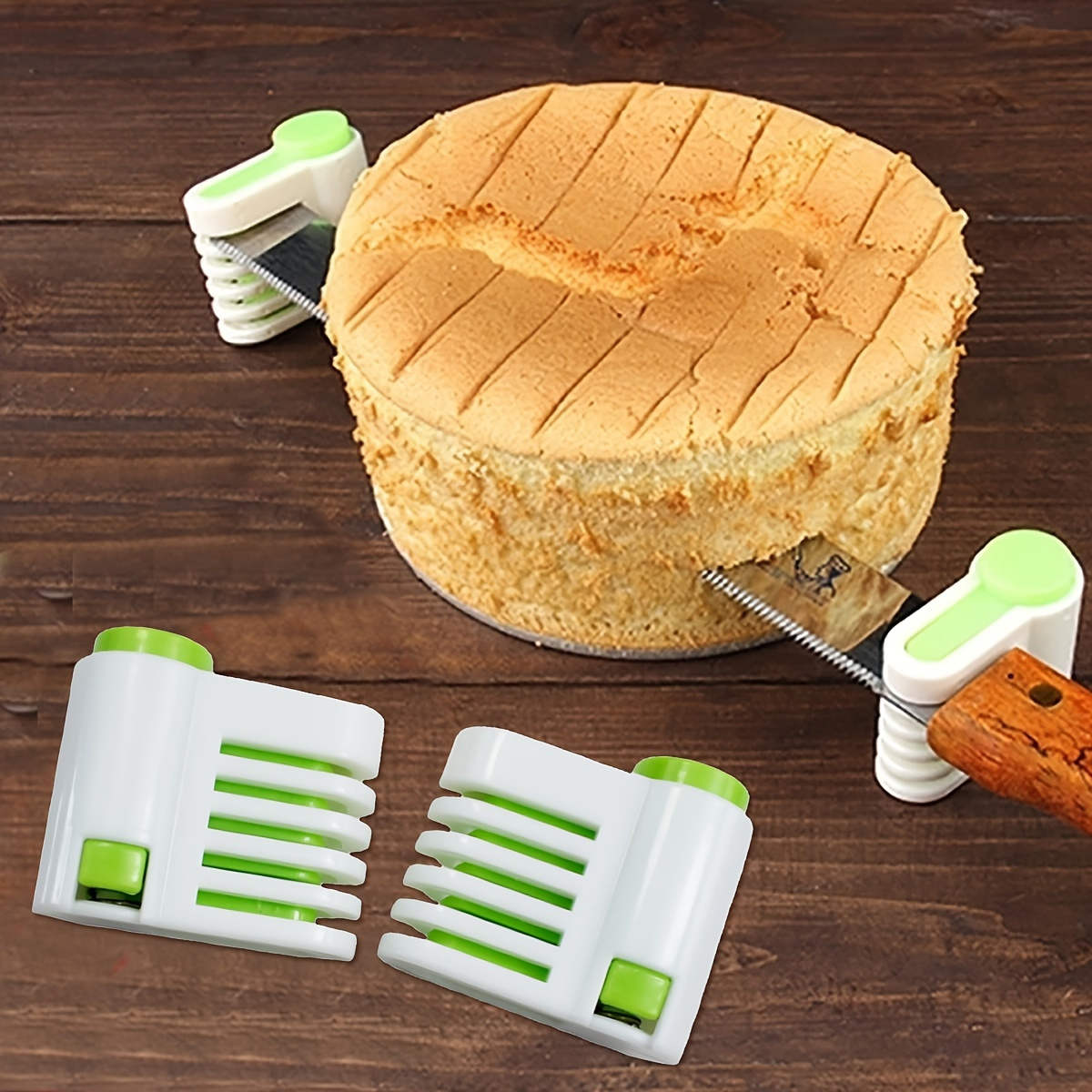 Oumefar Cortador de pasteles de doble alambre en forma de lazo, herramienta  de rebanar pan para tarta de queso para restaurante
