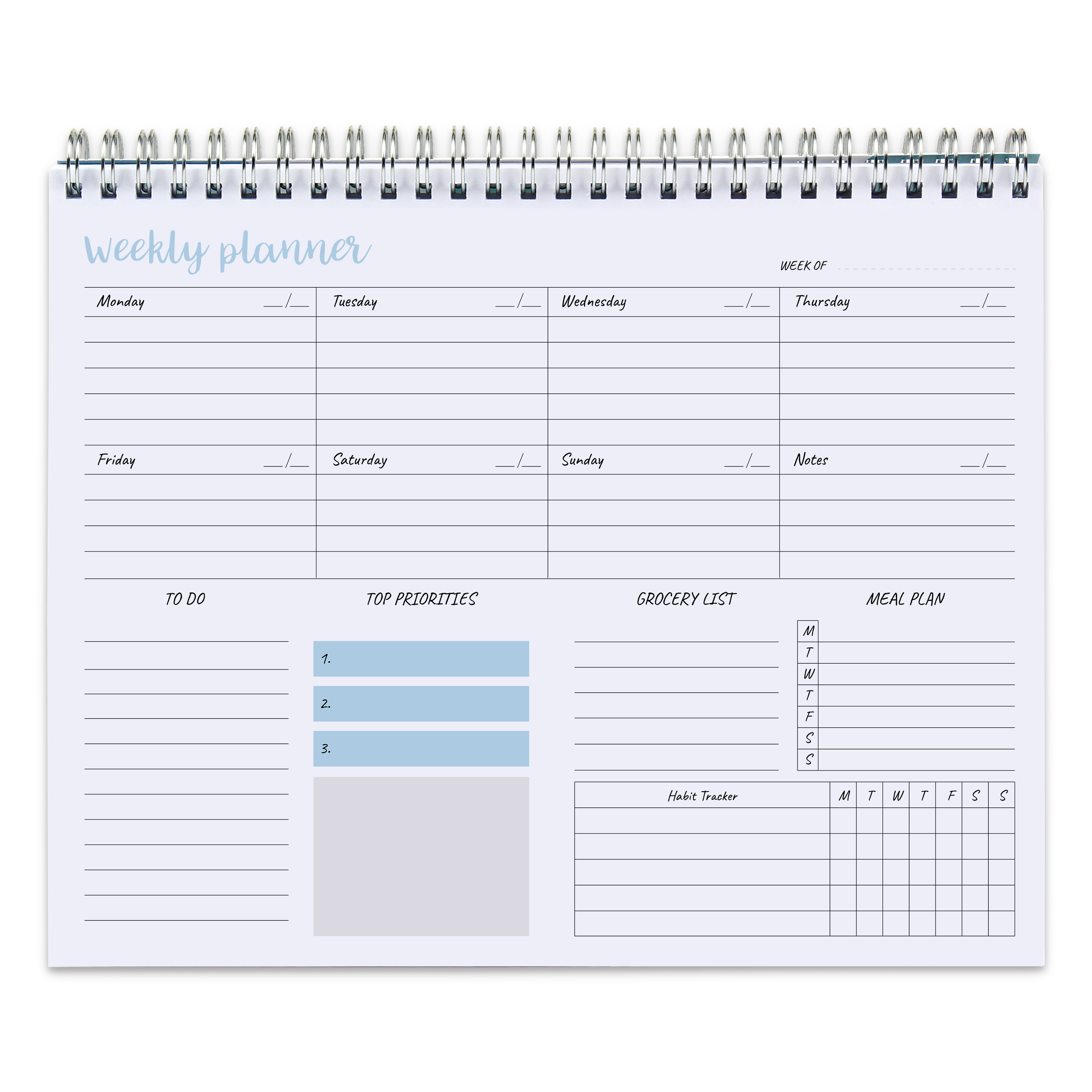 1pc Weekly Planner Notepad 9.5*7.5 In Daily Weekly Agenda 52 Sheets Notepad  Organizer With Space For Daily Schedule, To Do List And Habit Tracker