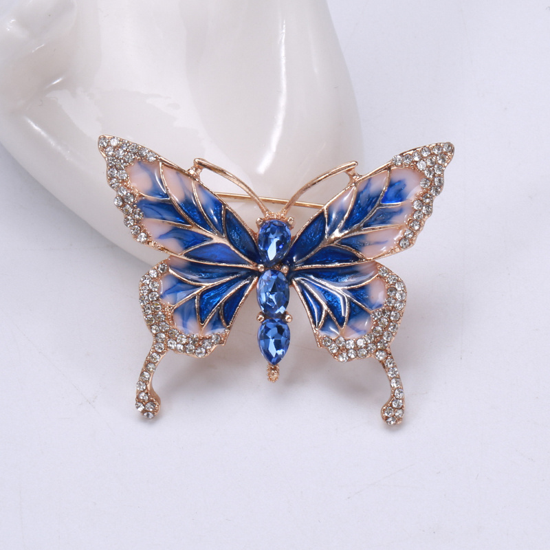  KIANSLA Brooches Women Brooches Flower Butterfly Pin Brooches  for Women Crystal Rhinestones Beautiful Gift Jewelry Brooch Brooch Pin  (Color : Gold Blue) : Everything Else