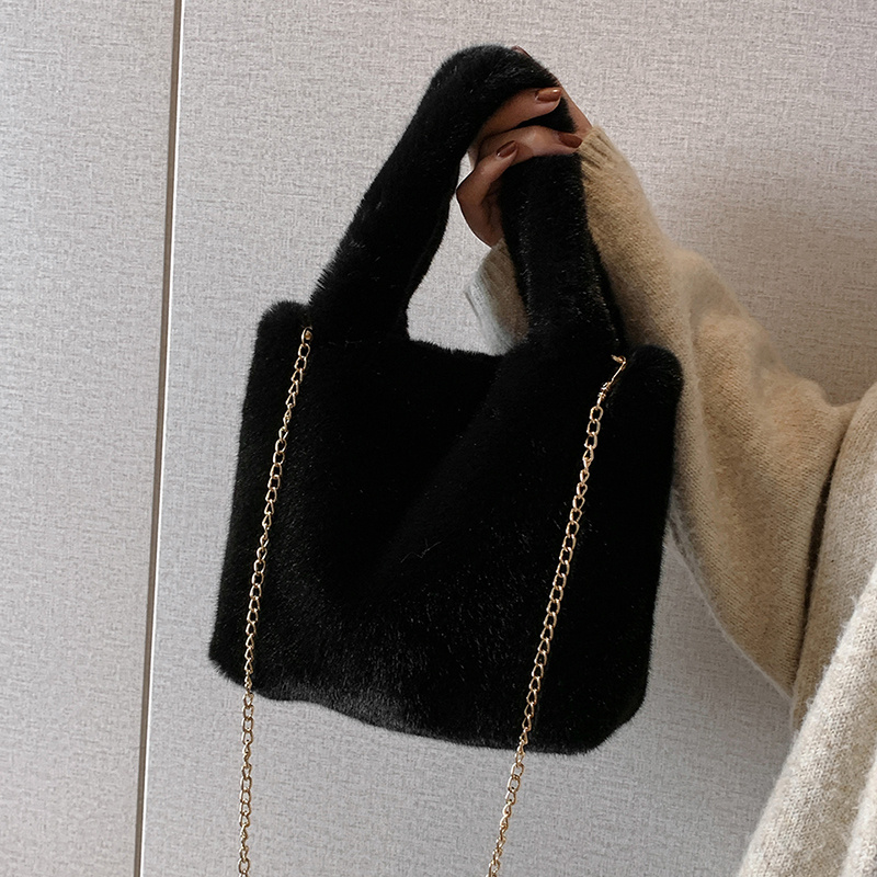  Tekzitfuir Women's Large Furry Handbag Shoulder Bag