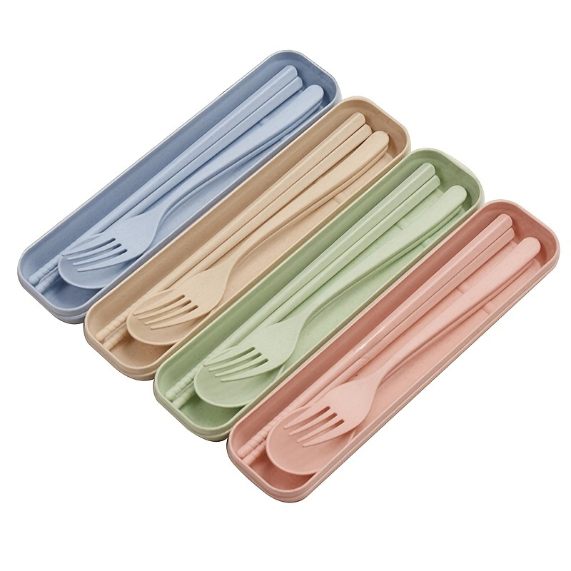 

3-piece Portable Wheat Straw Cutlery Set: Eco-friendly Outdoor Traveling & Camping Essentials!