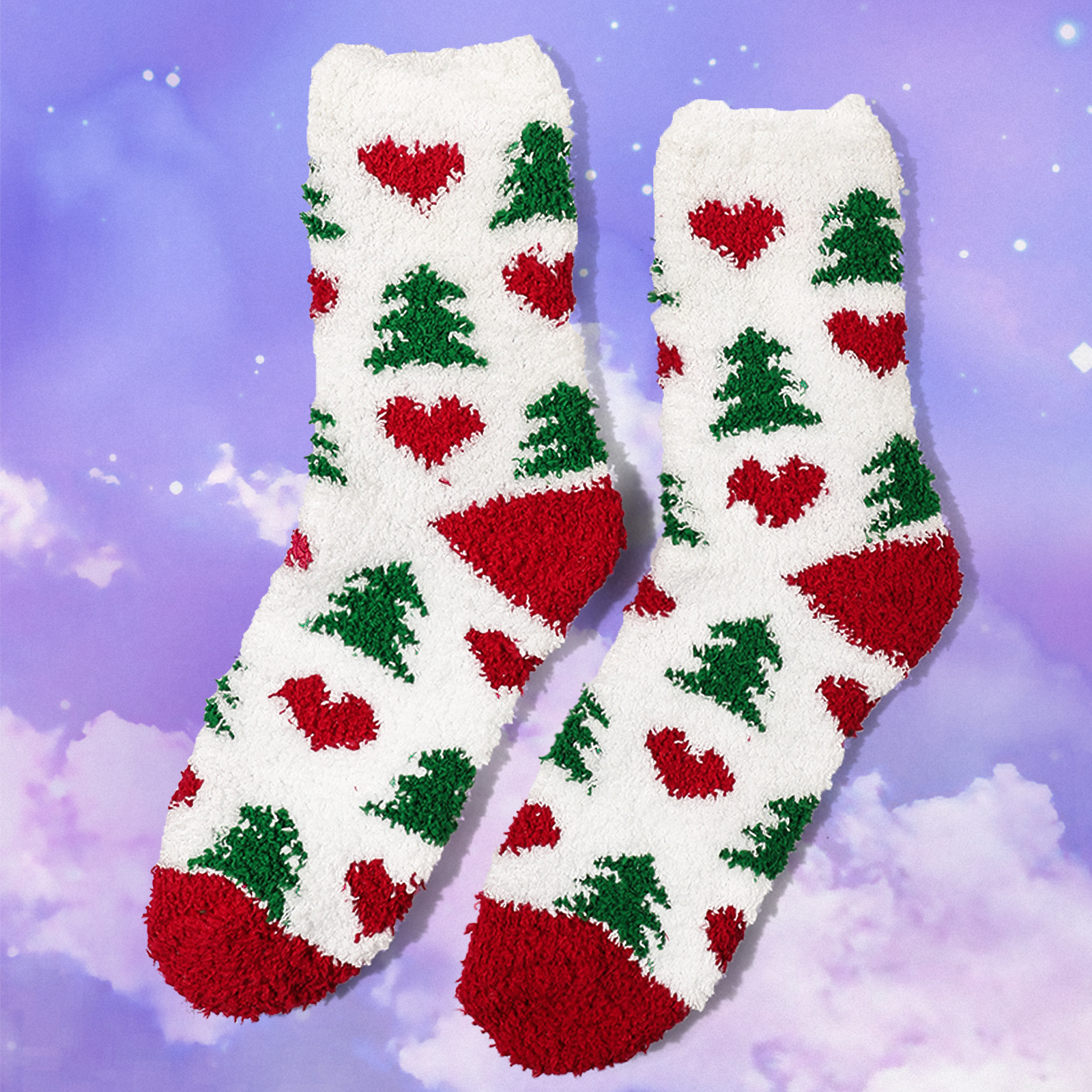 Christmas Warm Fuzzy Cartoon Socks Crew Length Warm Coral - Temu Australia