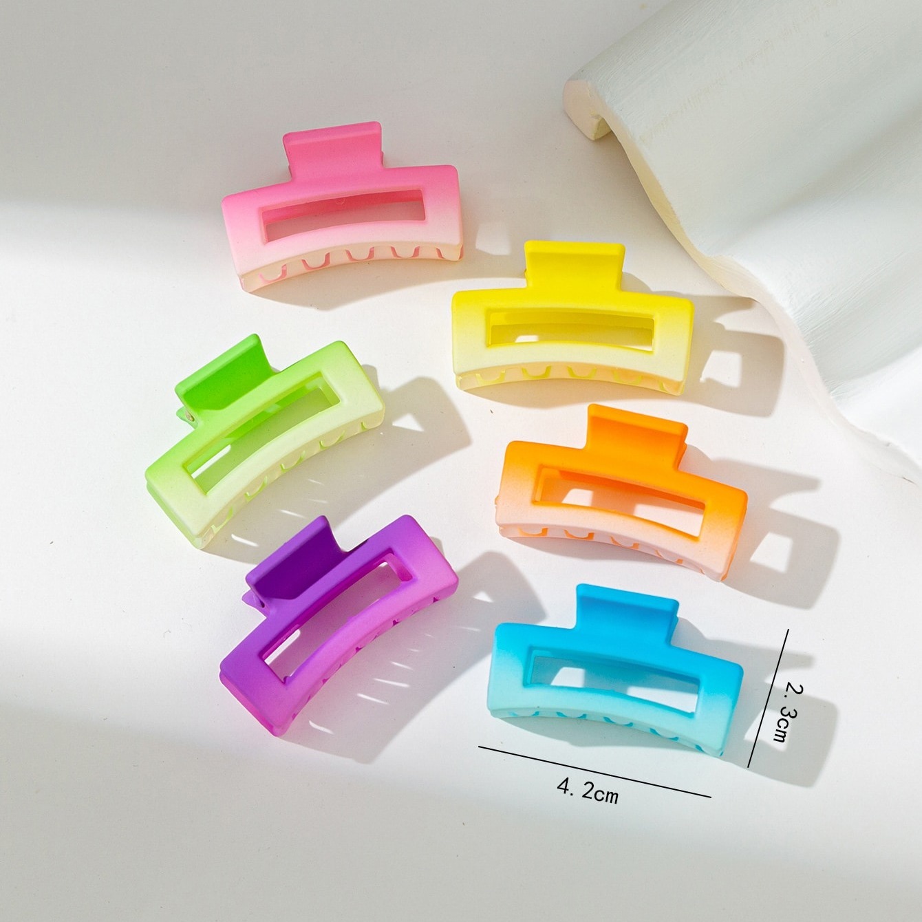 6pcs Multicolored Macaroon Hair Clips, Small Square Plastic Hair Claws
