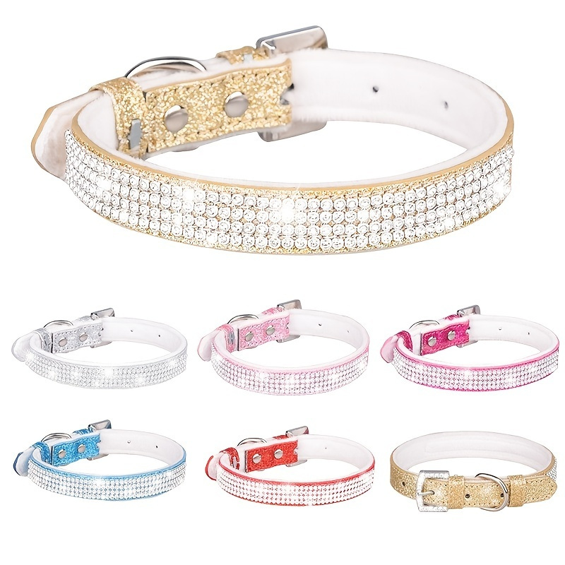 

Rhinestone Buckle Velvet Pet Collar For Dogs And Cats - Stylish And Comfortable Pet Accessory