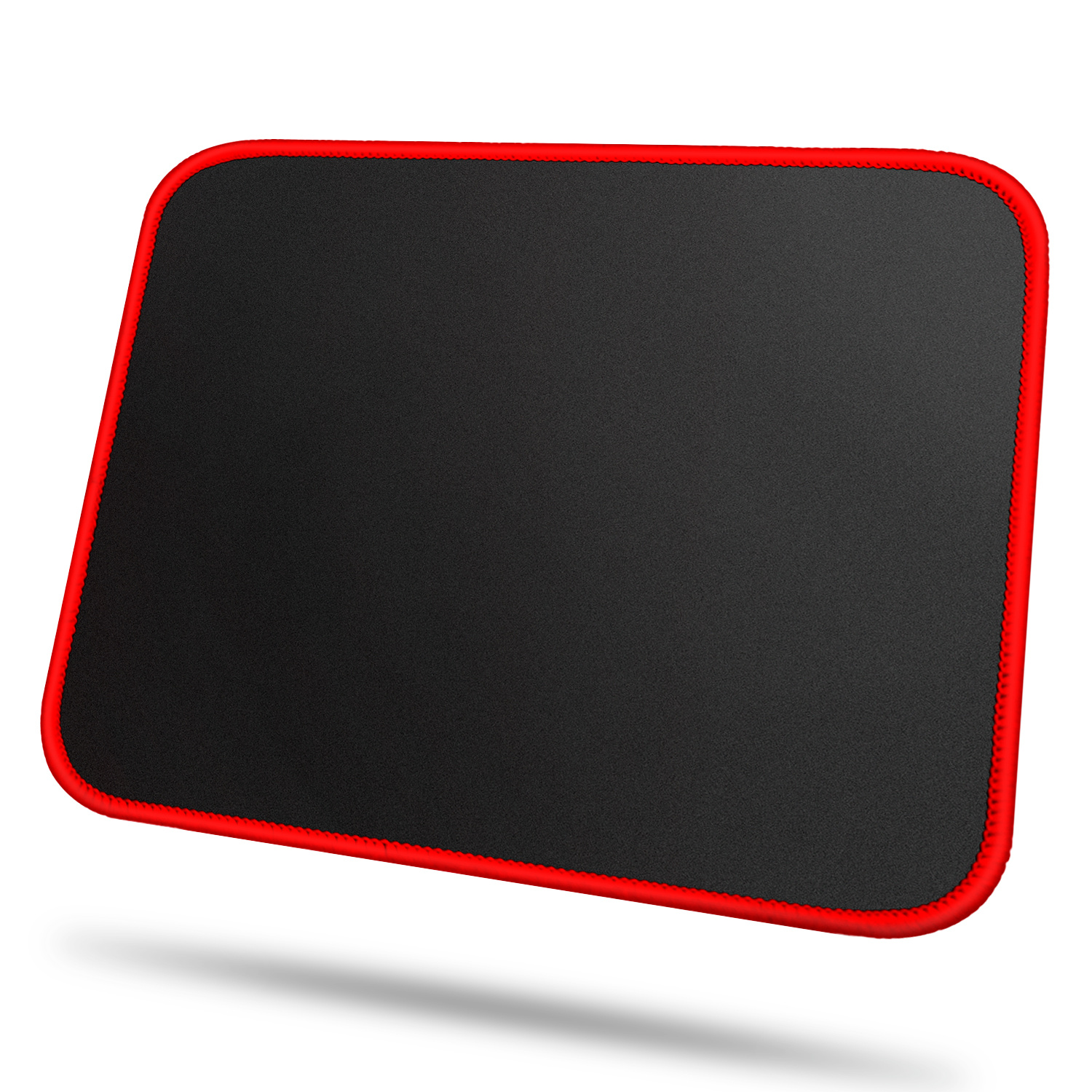 Excovip Compact Gaming Mouse Pad With Red Trim, Black Stitched Edges - Washable, Portable Desk Mat For Office And Home Use