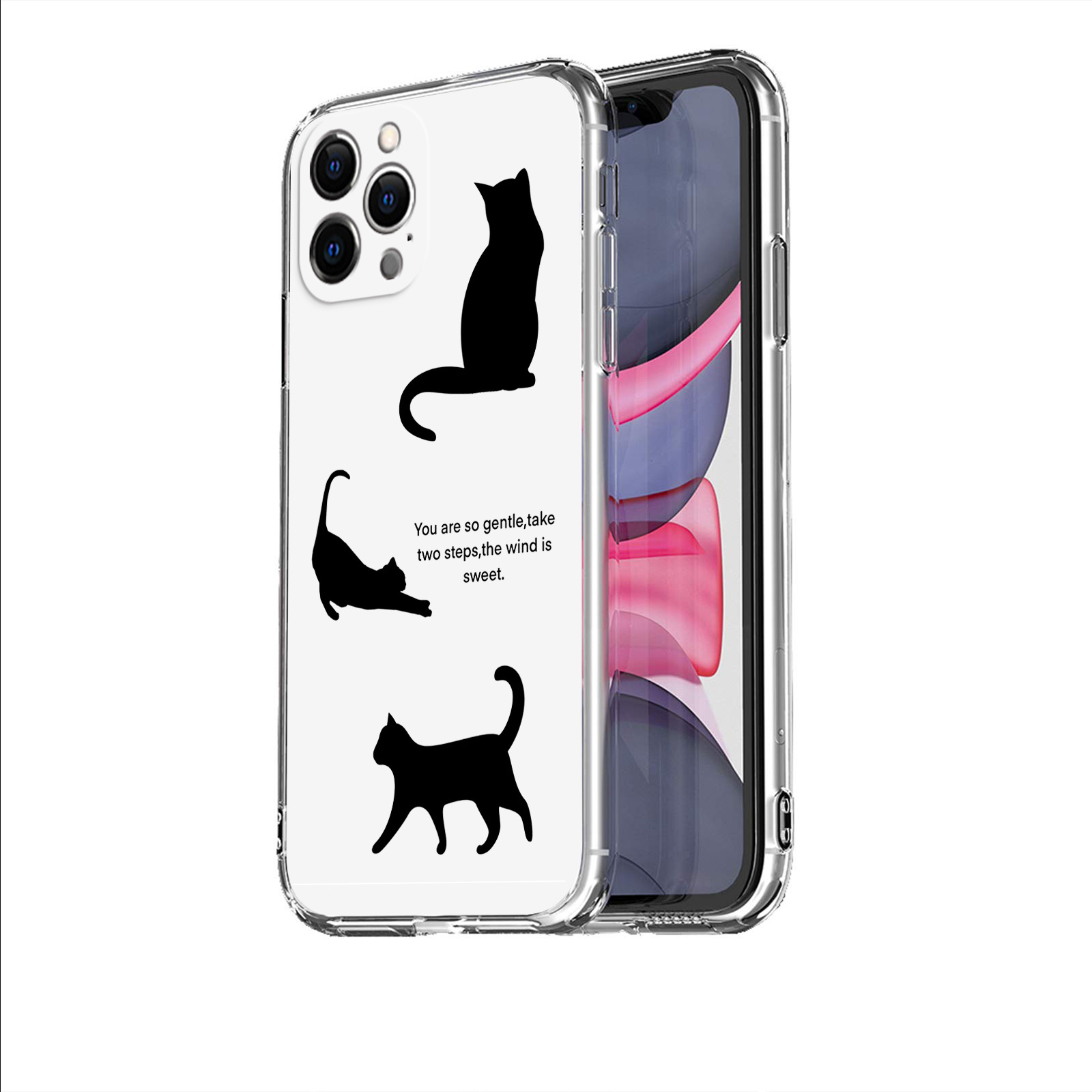 1pc Black Cats Pattern Smart Phone Protective Case Iphone 11 - Temu ...