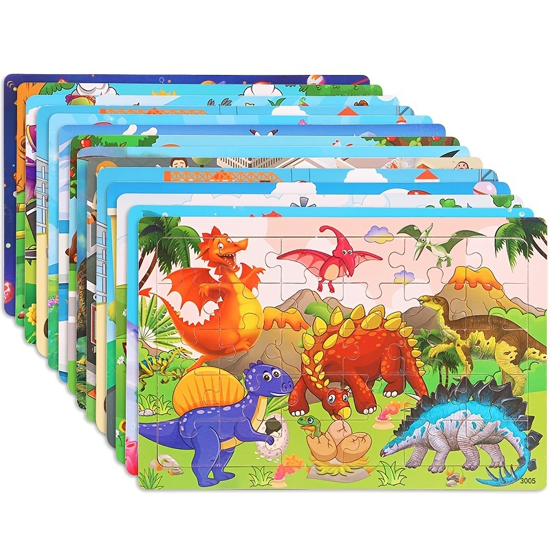 

30pcs Wooden Animal Dinosaur Cartoon Toys - Perfect For Baby's Early Childhood Learning & Brain Development