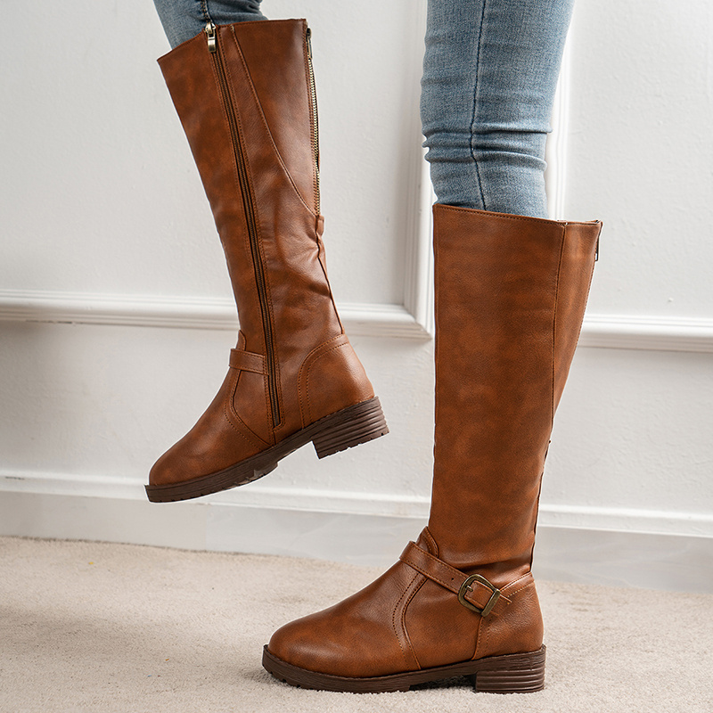 Women's Wide Calf Wear resistant Riding Boots Solid Color - Temu