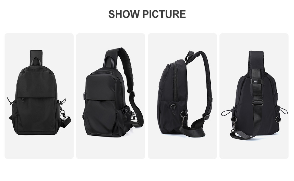 Small Black Sling Crossbody Backpack Shoulder Bag For Men Women