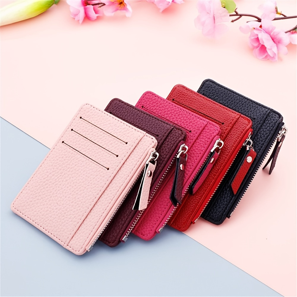 Fashion Coin Purse, Versatile Solid Zipper Faux Leather Credit Card ...