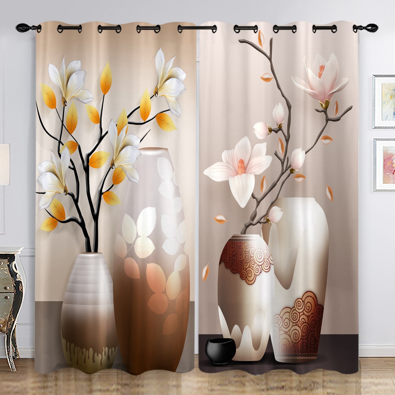 Cortinas elegantes con estampado de tulipanes de 36 pulgadas de largo para  sala de estar, baño, cocina, dormitorio, cortinas con bolsillo para barra
