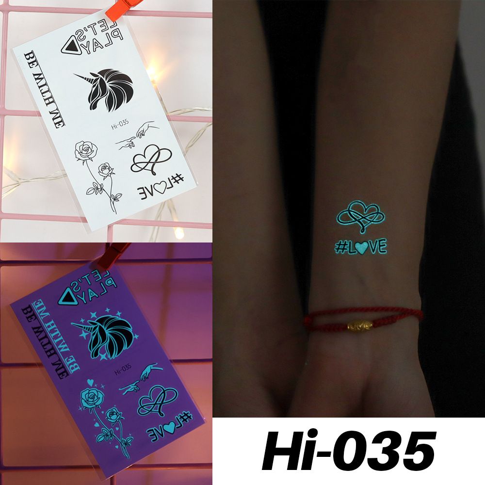 Blue Luminous Tattoo Stickers Ladies Animal Music Alphabet Party Bar  Waterproof Lasting 2 5 Days Disposable Temporary Tattoo Stickers | Don't  Miss These Great Deals | Temu