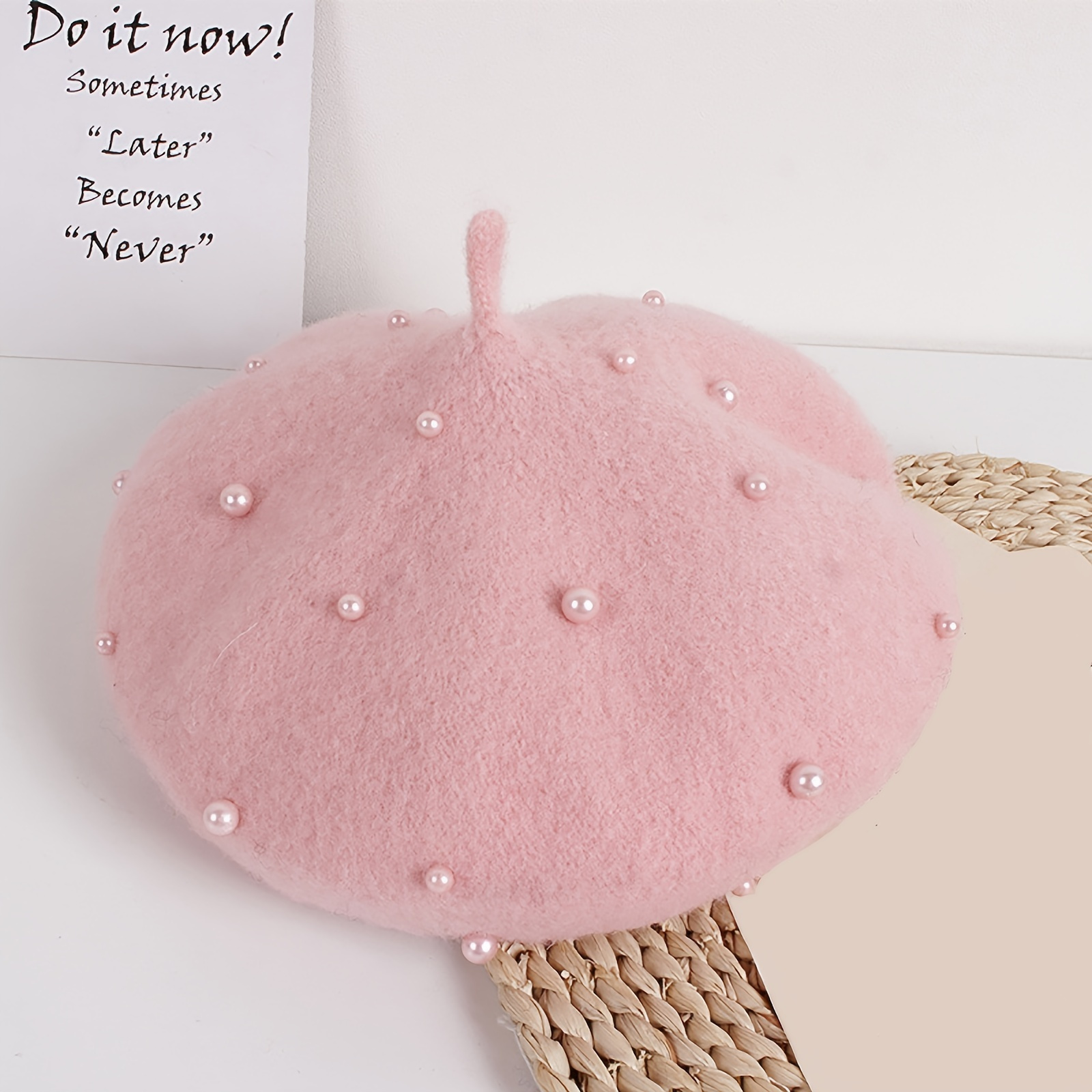 Toddler Kids Girls Beret Cute Faux Pearl Warm Hat Autumn Winter, Ideal choice for Gifts