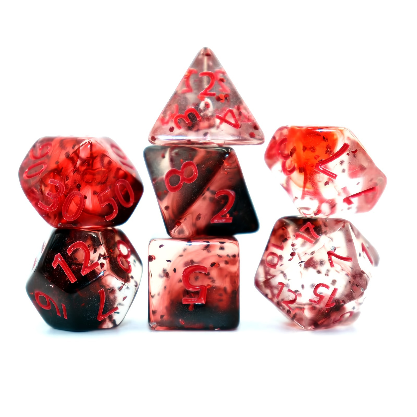 

7pcs Set Crystal Style Dnd Dice Set, Polyhedral Table Game Dice Role-playing Rpg Dice With Box, Gaming Gift