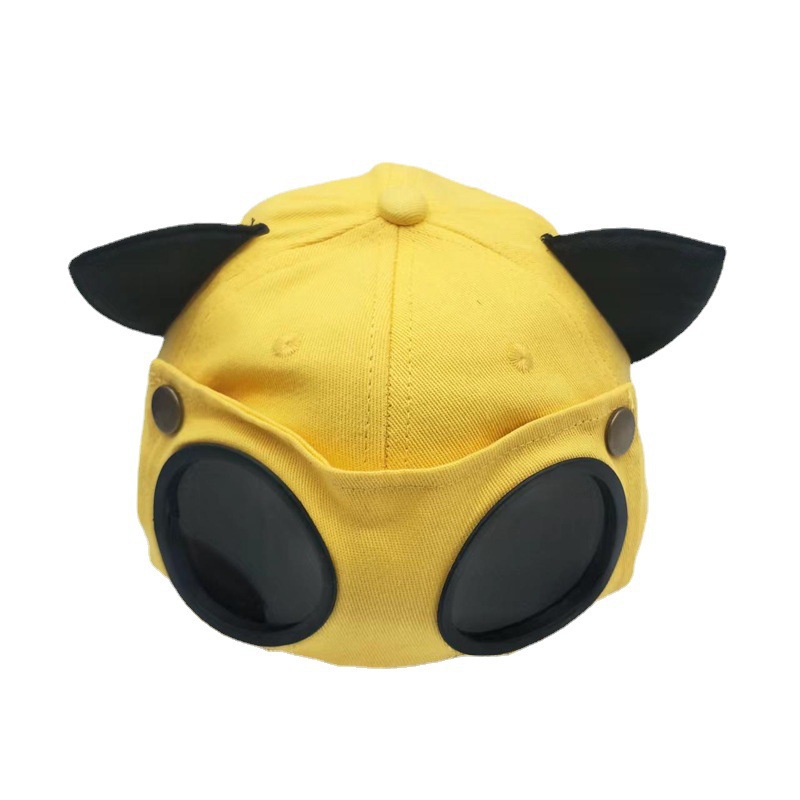 Cat-ear Hat For Women, Baseball Cap Style With Aviator Sunglasses,  Multi-functional Sun Hat With Vintage Washed Texture