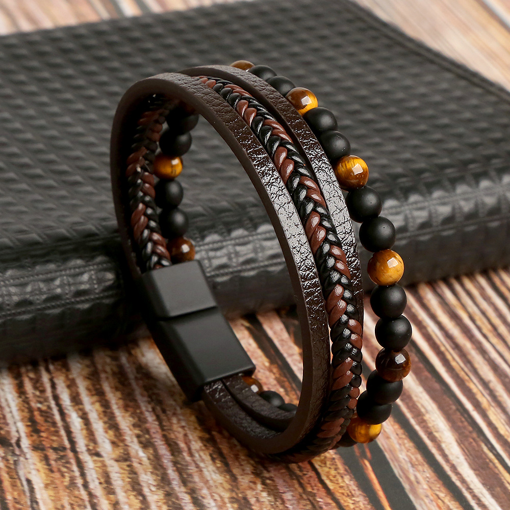 Fenglin-joy Punk Braccialetto in Pelle,3 pezzi Braccialetto regolabile rivetto Bracciale Punk in Pelle con Borchie bracciale borchie per uomini e donne,Pelle sintetica