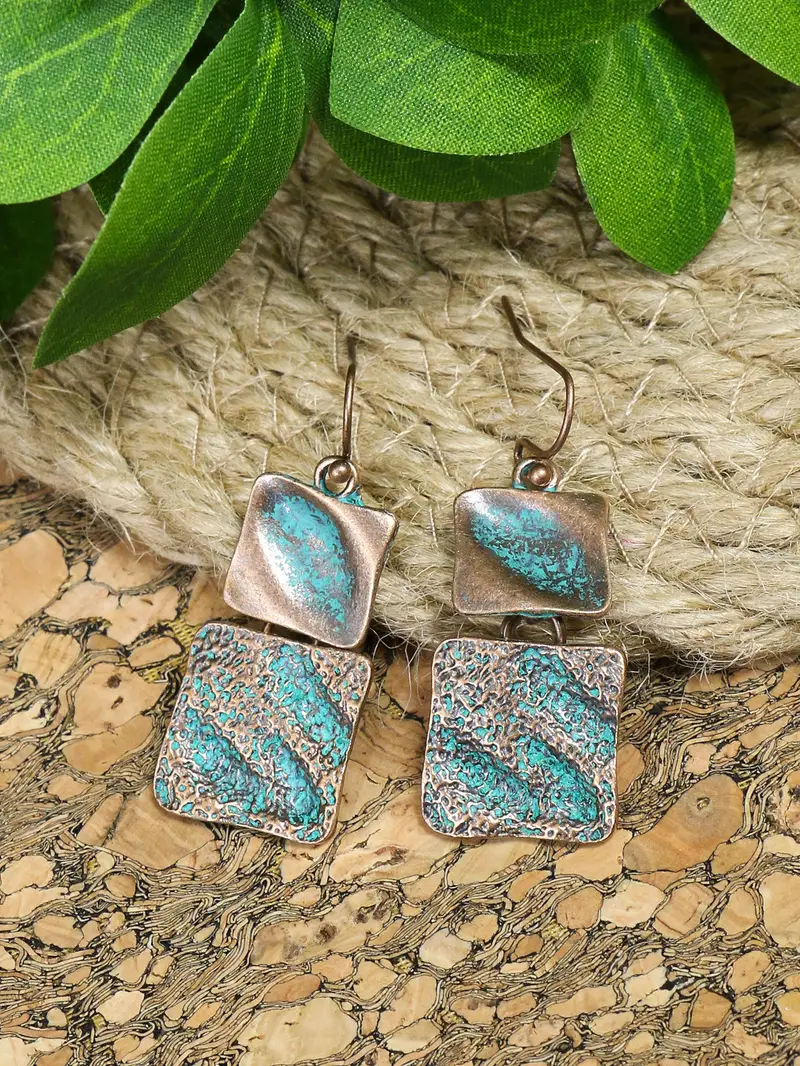 Vintage Style Women's Square Drop Earrings 1 Pair Bronze Jewelry Gift  Birthday Gifts For Women Mom Wife Girls Her