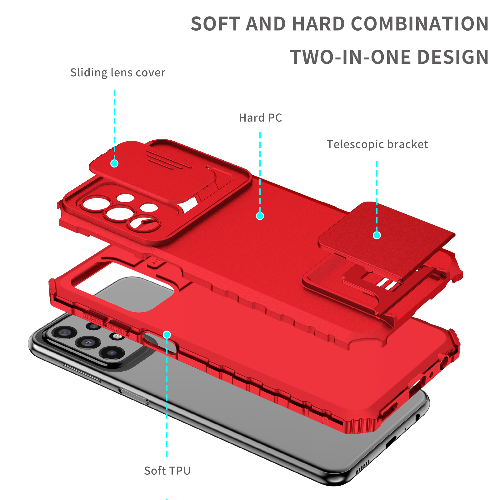 Slide Lens Protection Cover Folding Kickstand Case - Temu