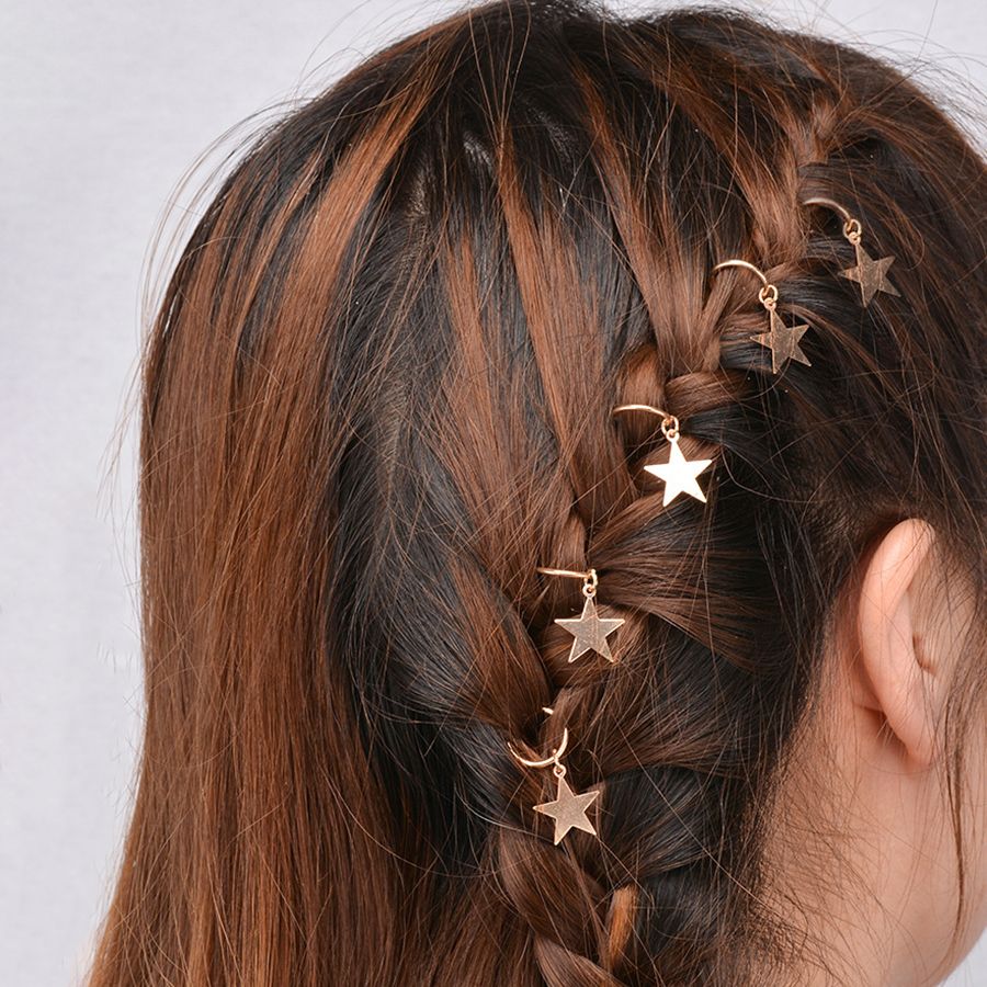 5pcs Golden Star Hair Rings Hair Accessories For Beach Daily Party | Free  Shipping For New Users | Temu