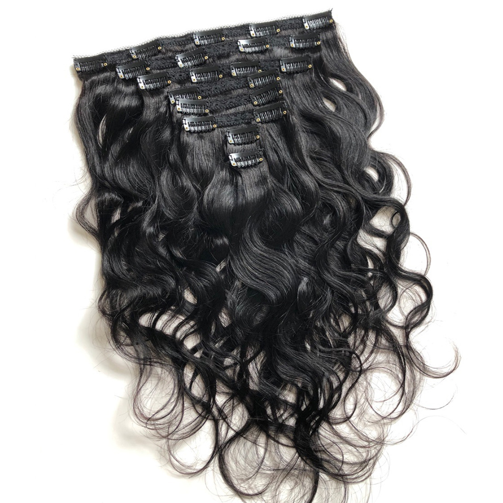 Clip In Hair Extensions Human Hair Brazilian Body Wave Clip - Temu