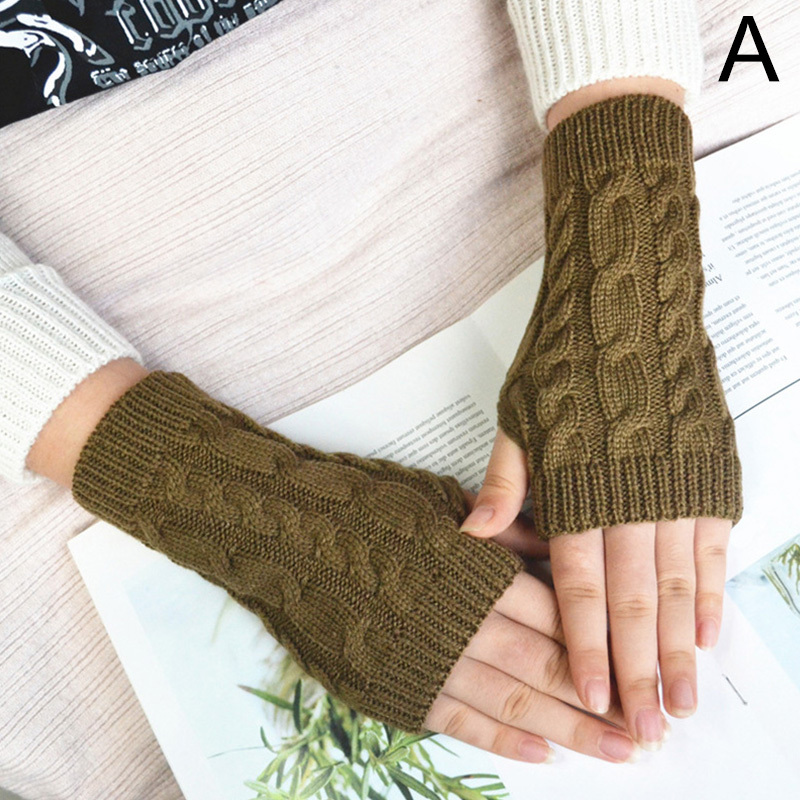 Minimalist Solid Color Fingerless Gloves With Thumb Hole Short