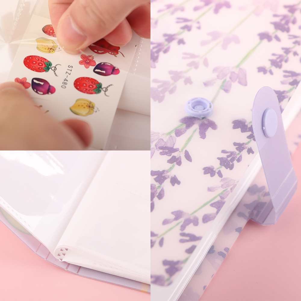 Nail Art Sticker Storage Book Lavender Nail Art Decals Temu