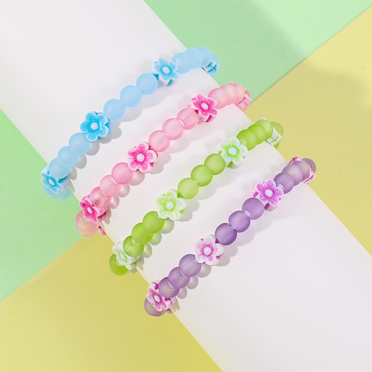 1pc 6/8/10/12/14mm Cute Candy Color Tourmaline Chalcedony Beaded Bracelet, Colorful Chalcedony Hand String for Teen Girls,Temu