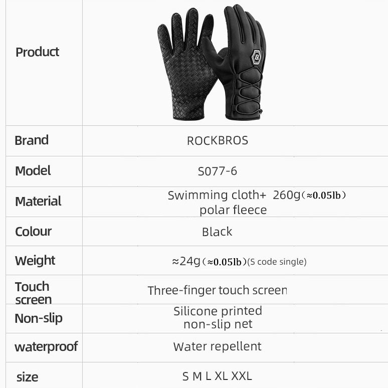 ROCKBROS Guantes de ciclismo de invierno para hombres y mujeres, guantes de  ciclismo de dedo completo, guantes de bicicleta con pantalla táctil