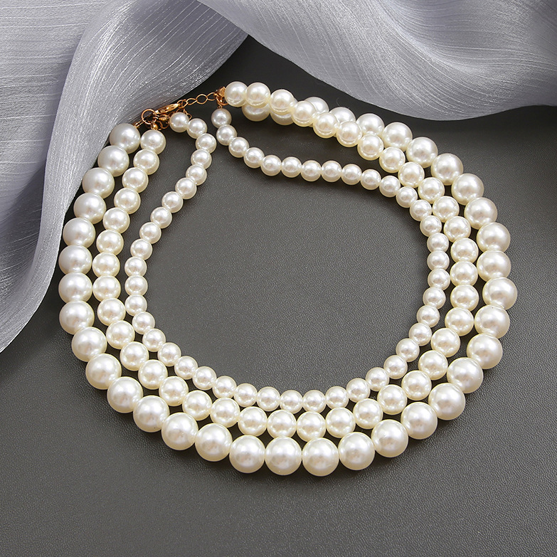 3 Collares Perlas Imitación Simples Creativos Cadenas - Temu
