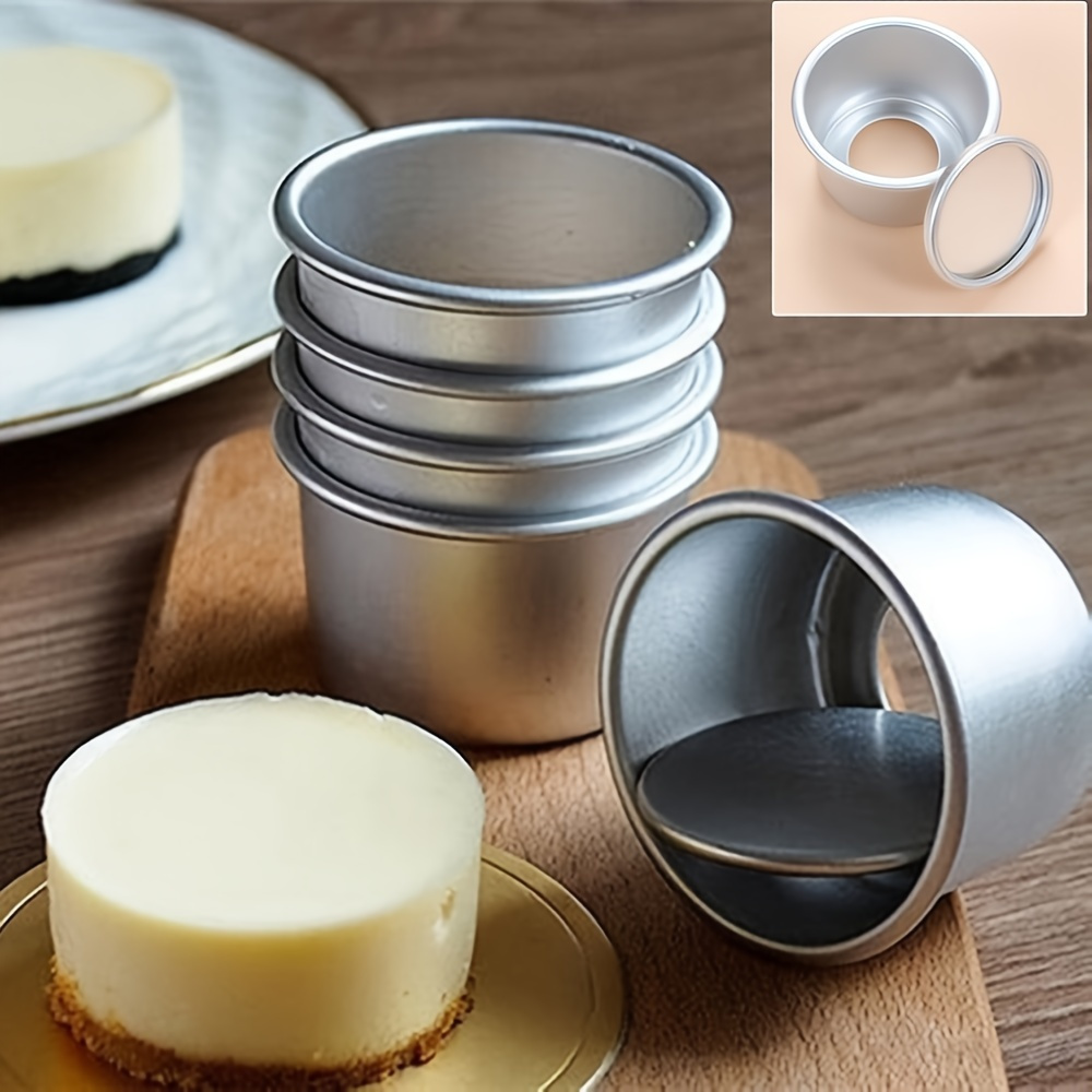 

5pcs Non-stick 2-inch Round Mini Cake Pan With Removable Bottom - Perfect For Cheesecakes, Bread, Pizza, Chiffon, And Fondant - Diy Cooking Tool