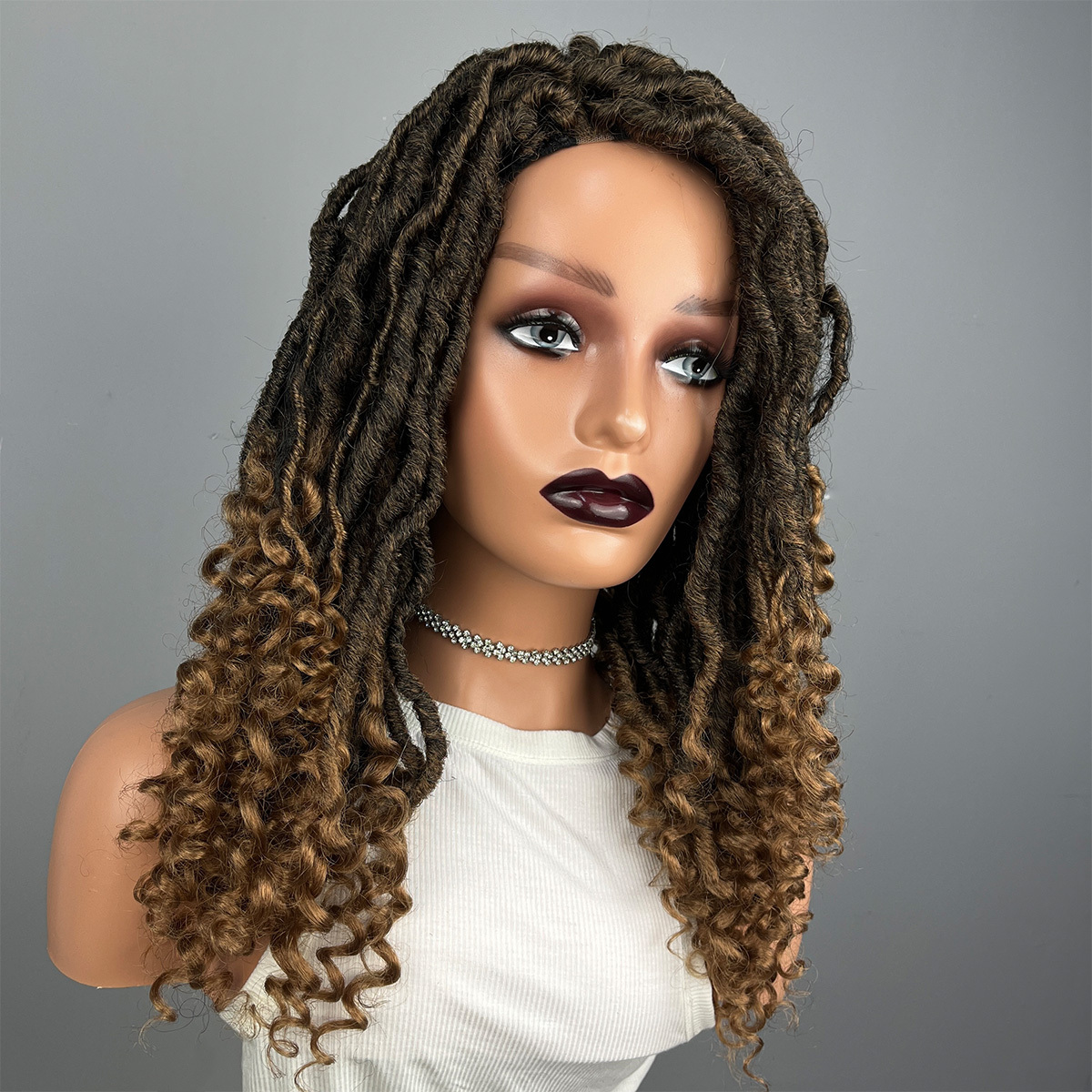 Brown Lace Front Faux Loc Wigs, Front Wig Dreadlock, Crochet Braids