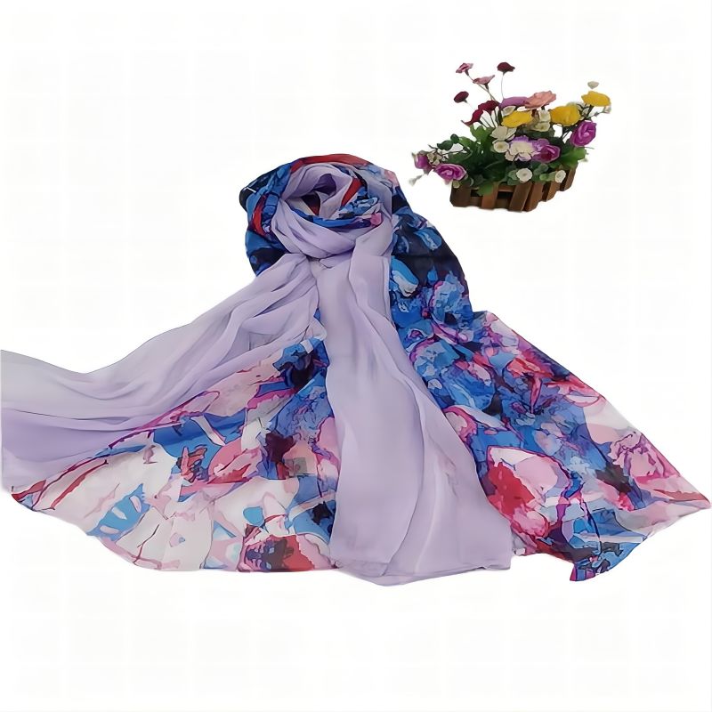 Silk Ladies Sun Protection Shawl Warm Printed Scarf
