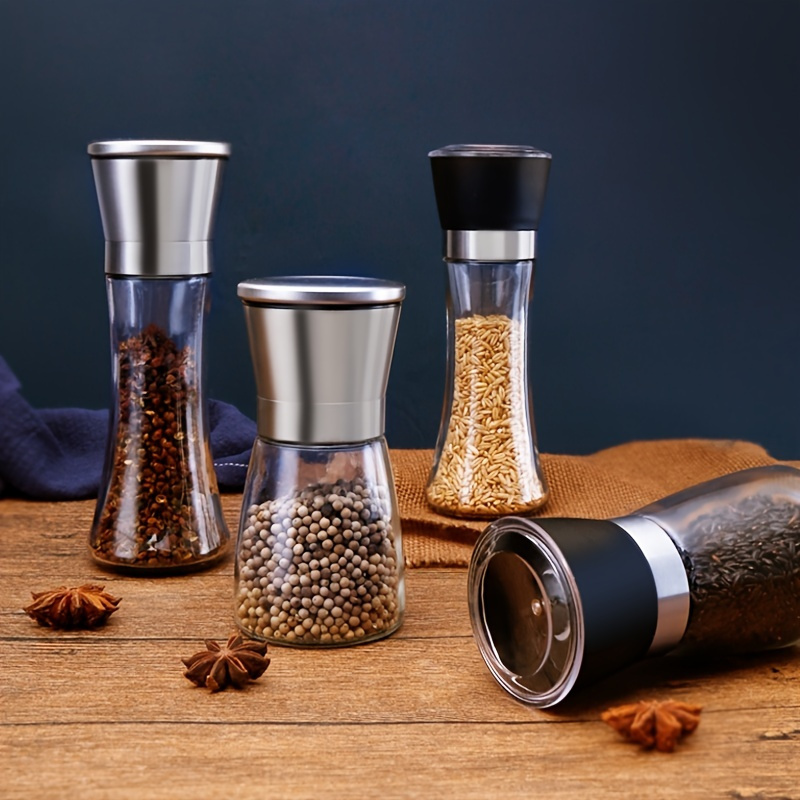 bonris Salt and Pepper Grinder Set of 3 Adjustable Ceramic Salt Grinder &  Pepper Grinder - Tall Salt and Pepper Shakers with Adjustable Coarseness by