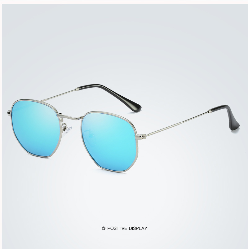 Hipster Hexagonal Polarized Sunglasses Men Women Geometric Square Small  Vintage Metal Frame Retro Shade Glasses