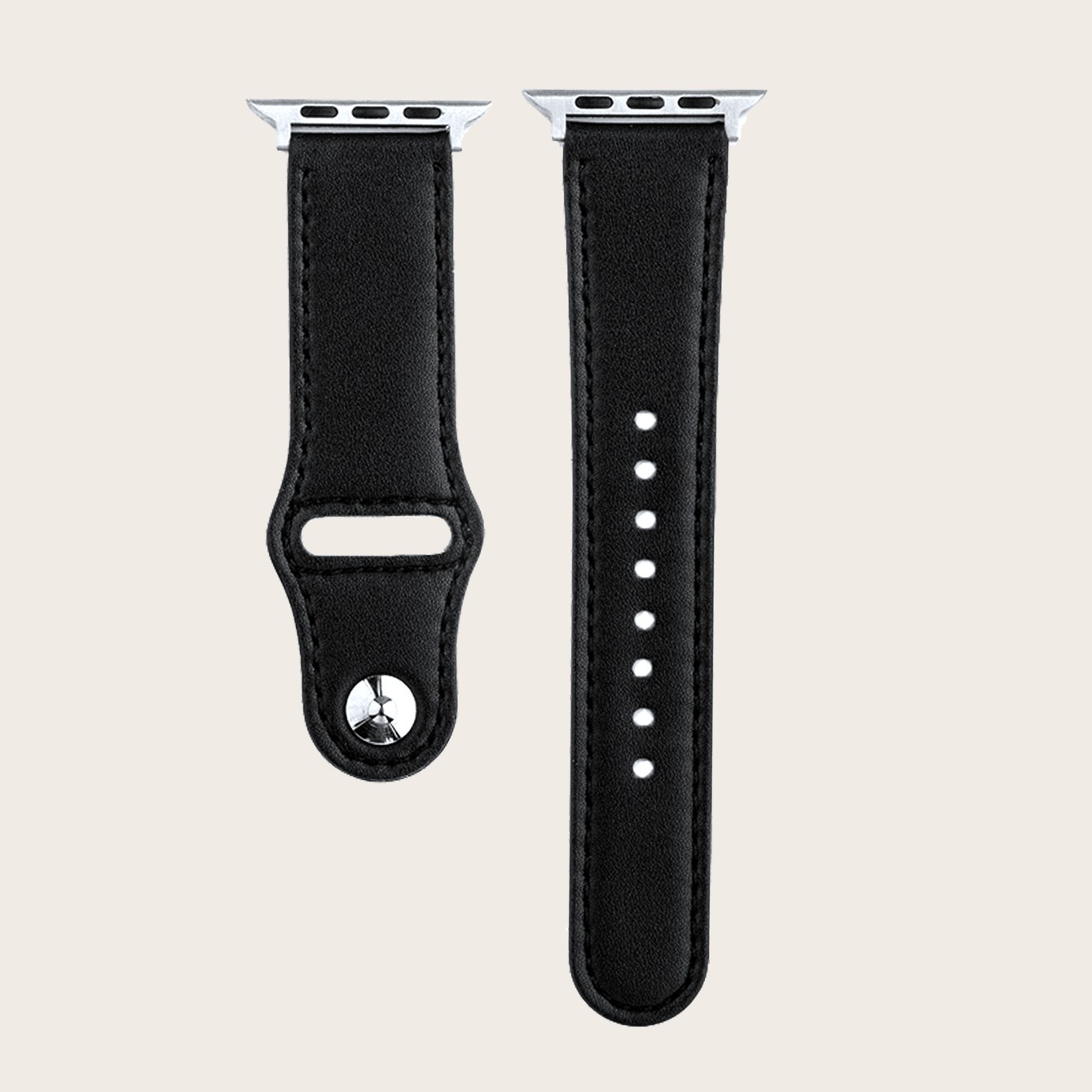 High Quality Soft Black Color Genuine Leather Two Long Straps