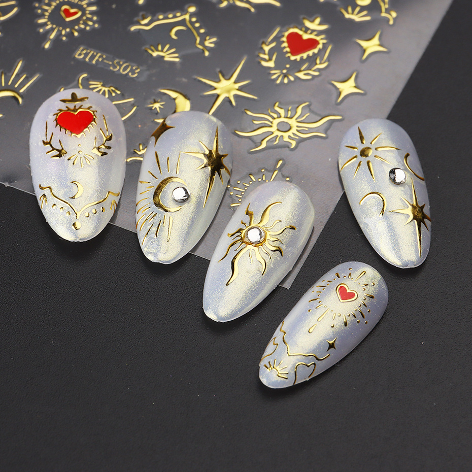 Art Nouveau: Gold Damask - 3pc Metallic Foil Nail Art Sticker Set –  Maniology